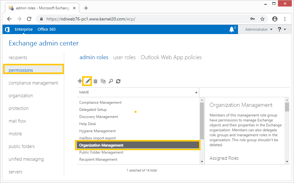 Exchange Admin Center