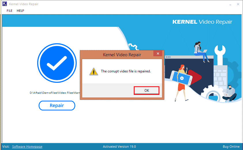 Corrupt video file is repaired