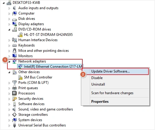 click update driver software