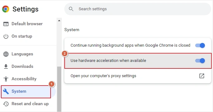 turn off haedware acceleration