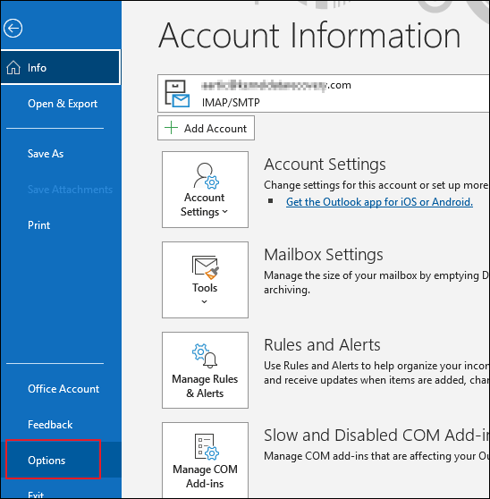File option to Add-ins