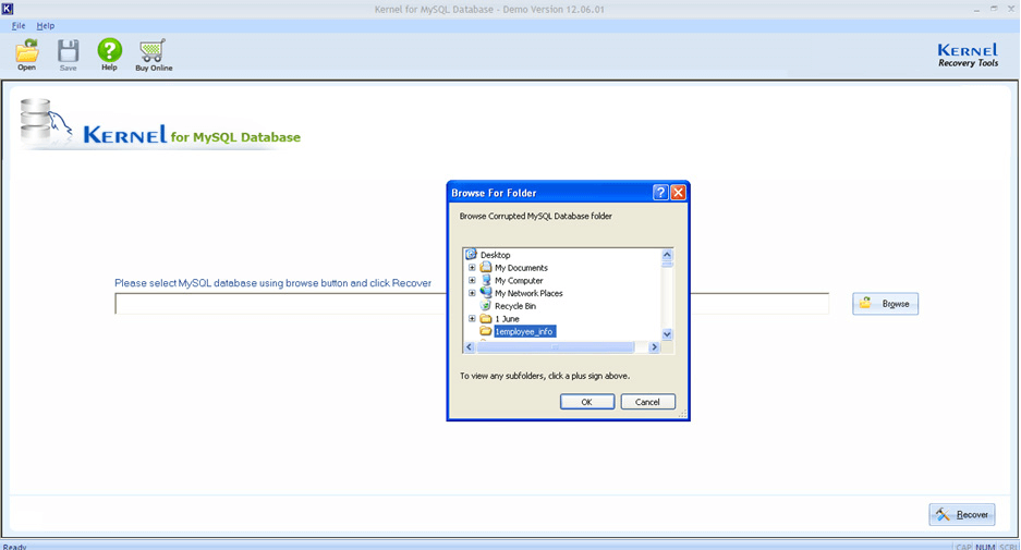 select the specific database file