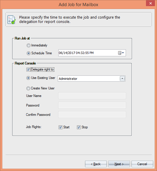 scheduled specify time for migration