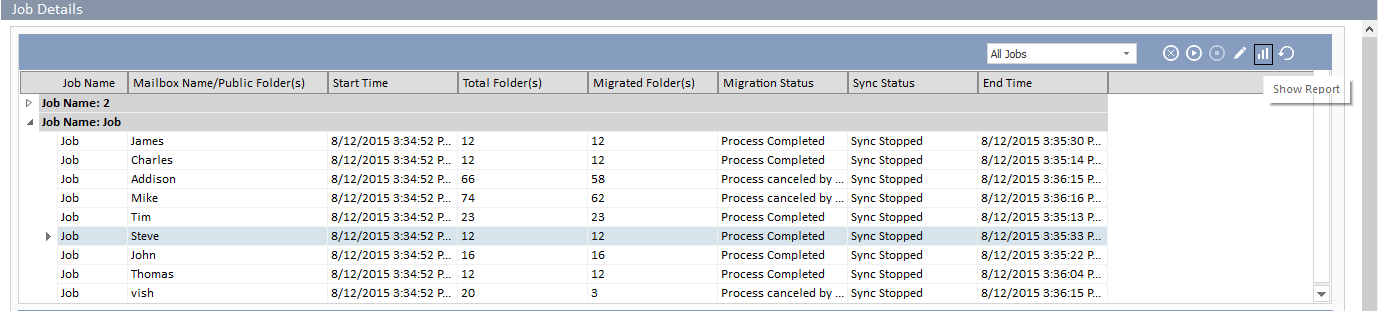 status of each mailbox items for migration.