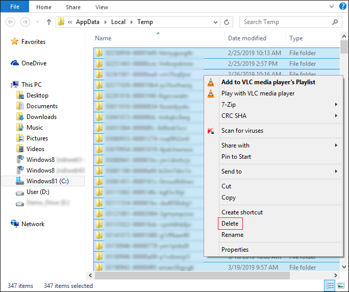 right click and select Delete