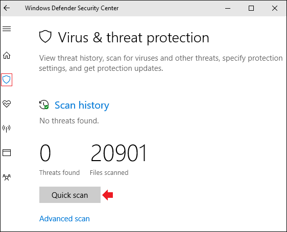 Start the quick system scan by clicking on the Quick Scan button