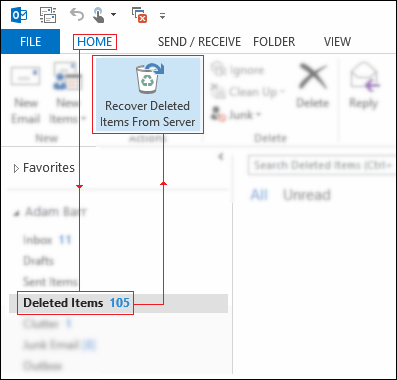 Recover Deleted Items from Server