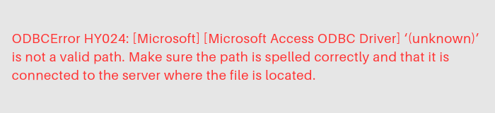 Microsoft Access ODBC driver error HY024