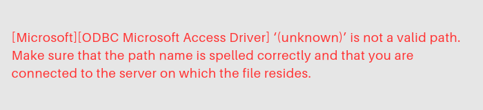 ODBC incorrect database file path error