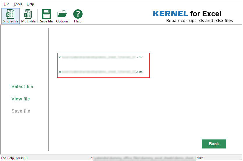 Excel file repaired successfully