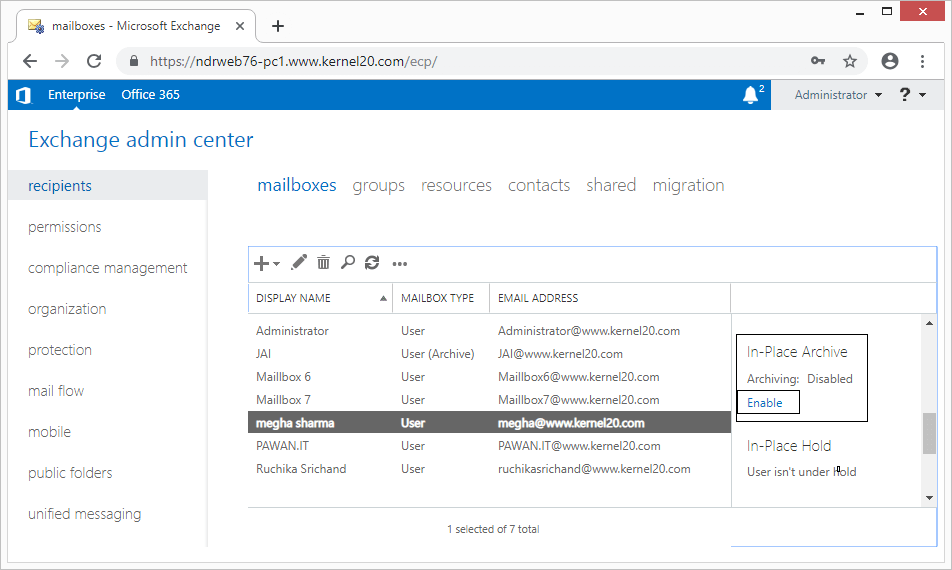  Open Exchange Admin Center with administrator credentials