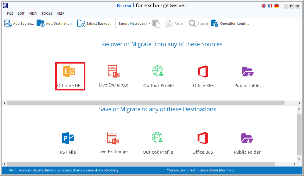 Open the tool and click Offline EDB 