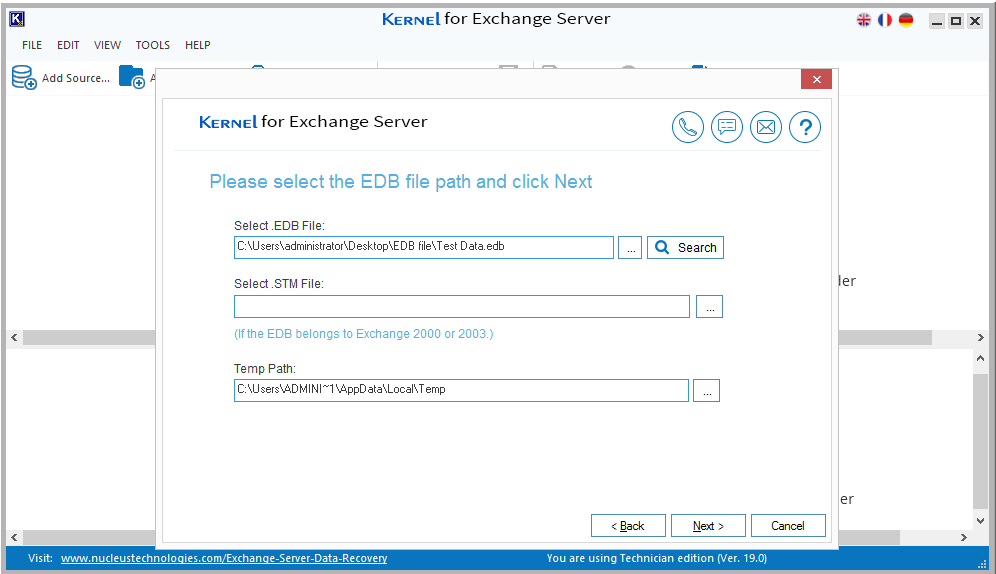 Select EDB file path