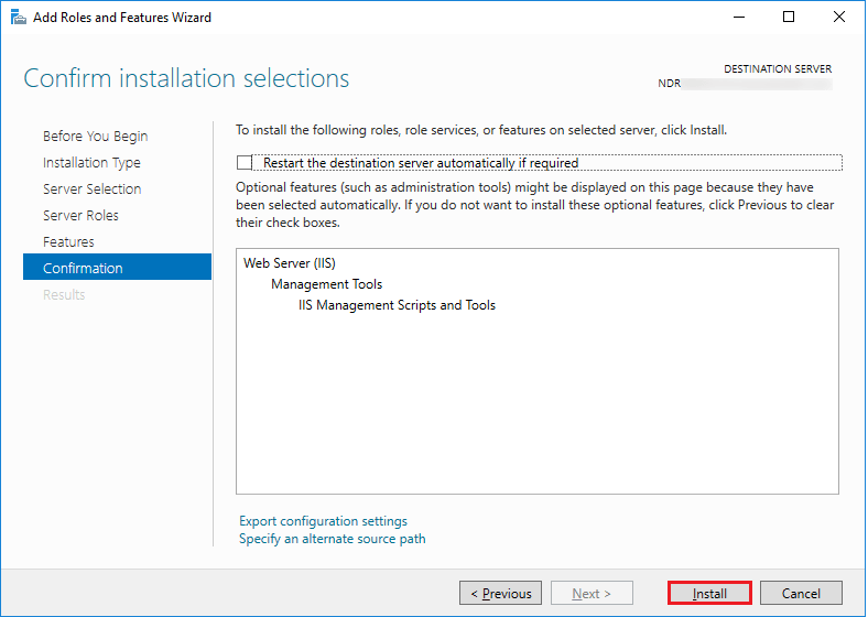 confirm and install