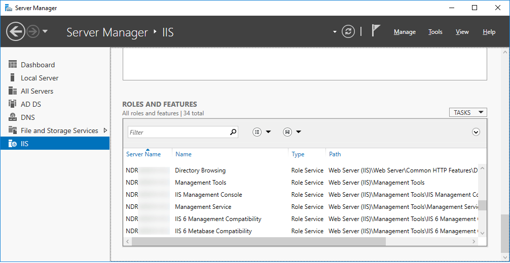 Go to IIS Server in the Server Manager and check if these tools are present in the list