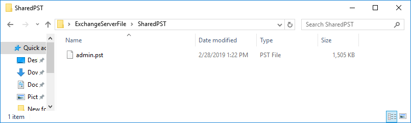 view the newly created PST file