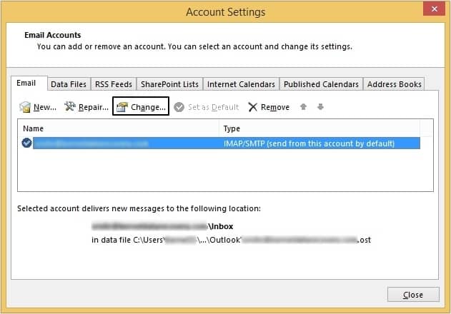 Select the email account