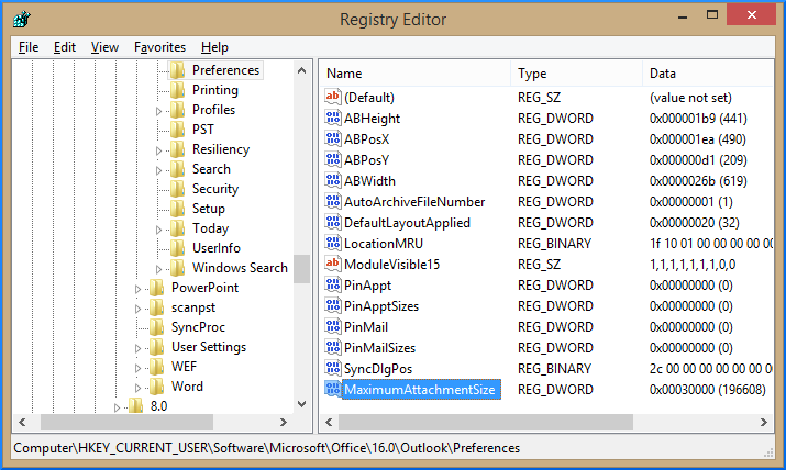 Registry Editor Window