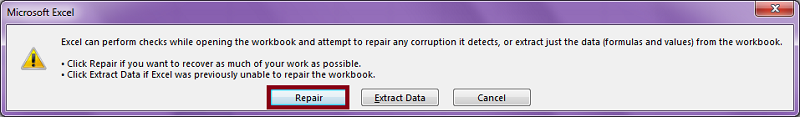 Repair corrupt Excel file