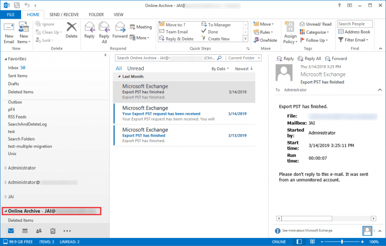 export archive mailbox to pst exchange 2016 powershell