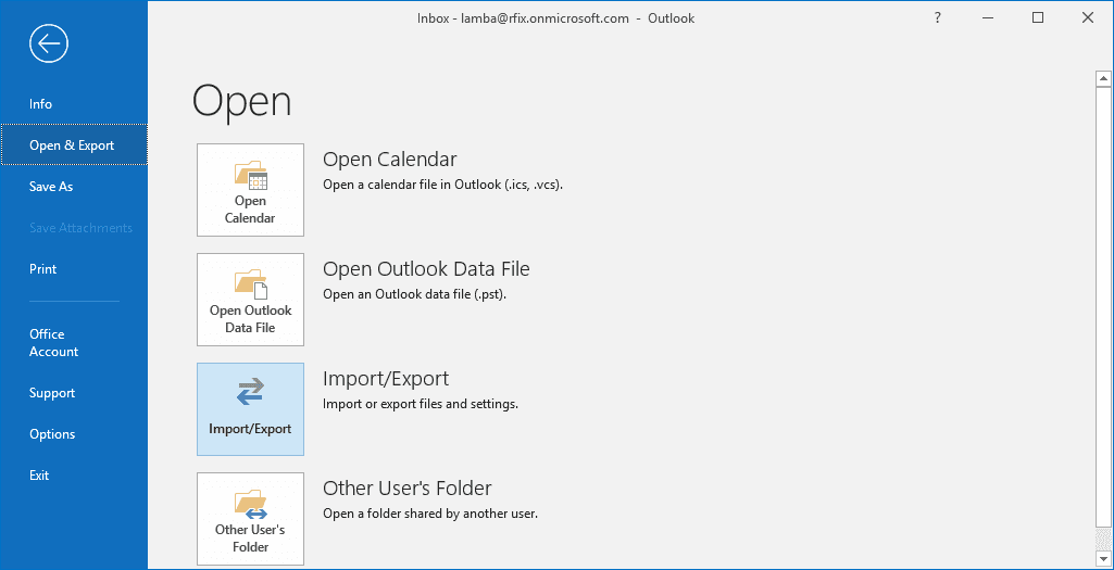 select Import/Export