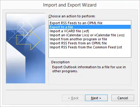 Export to a file