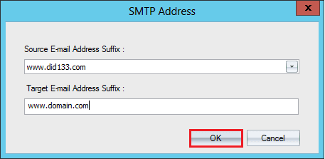 Select the source and email address sufix