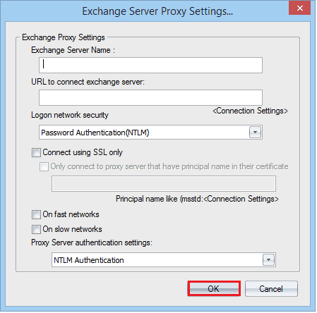 Provide Exchange server name