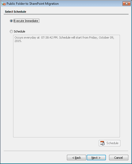 Schedule your migration process
