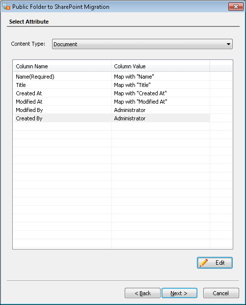 Map blank attributes, click next