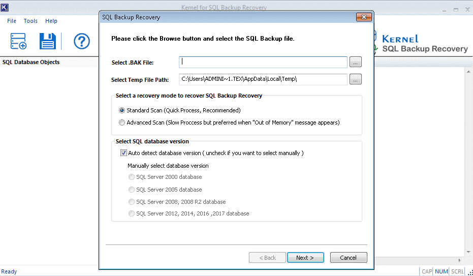 Kernel for SQL Backup Recovery Tool