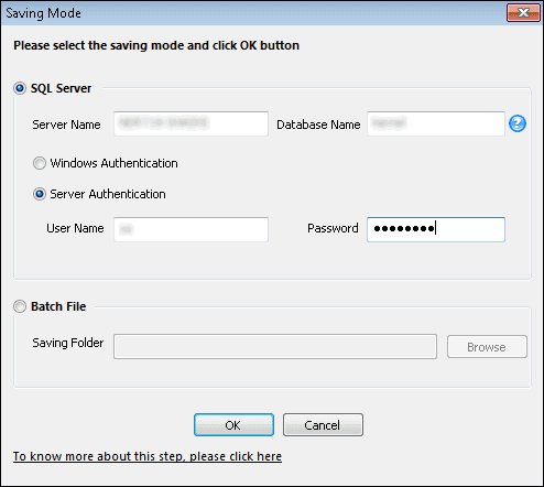 select the SQL Server option to restore