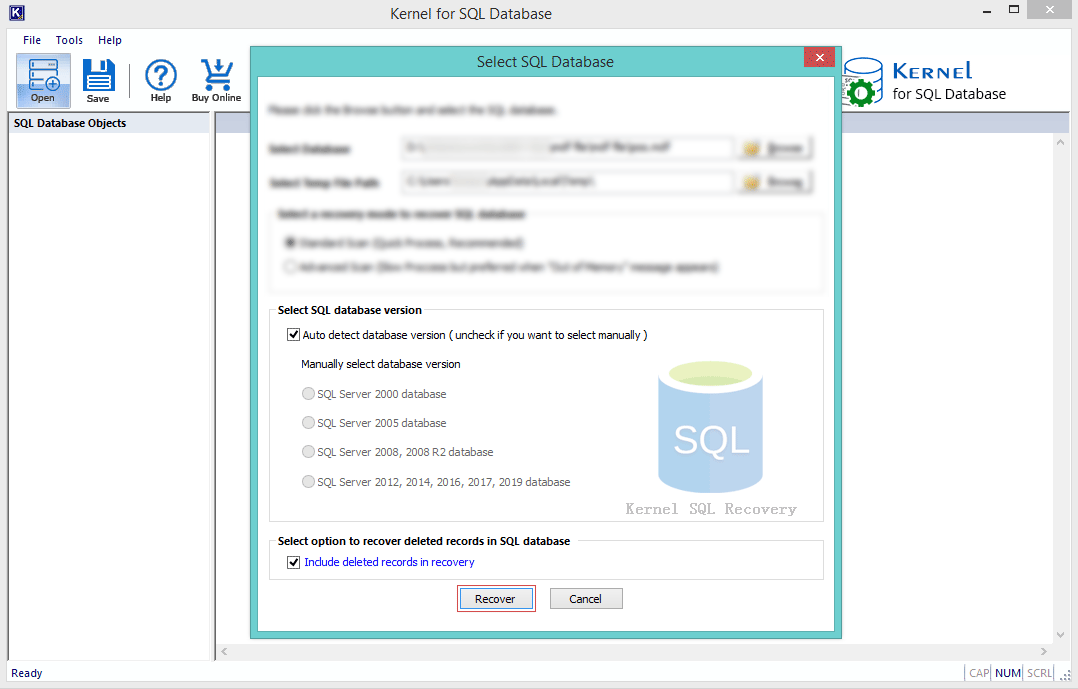  select the SQL Database version 