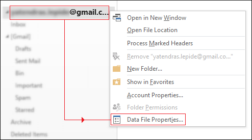 Select Data File Properties