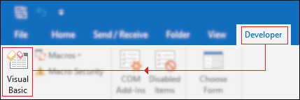 Click on the Developer then select Visual Basic