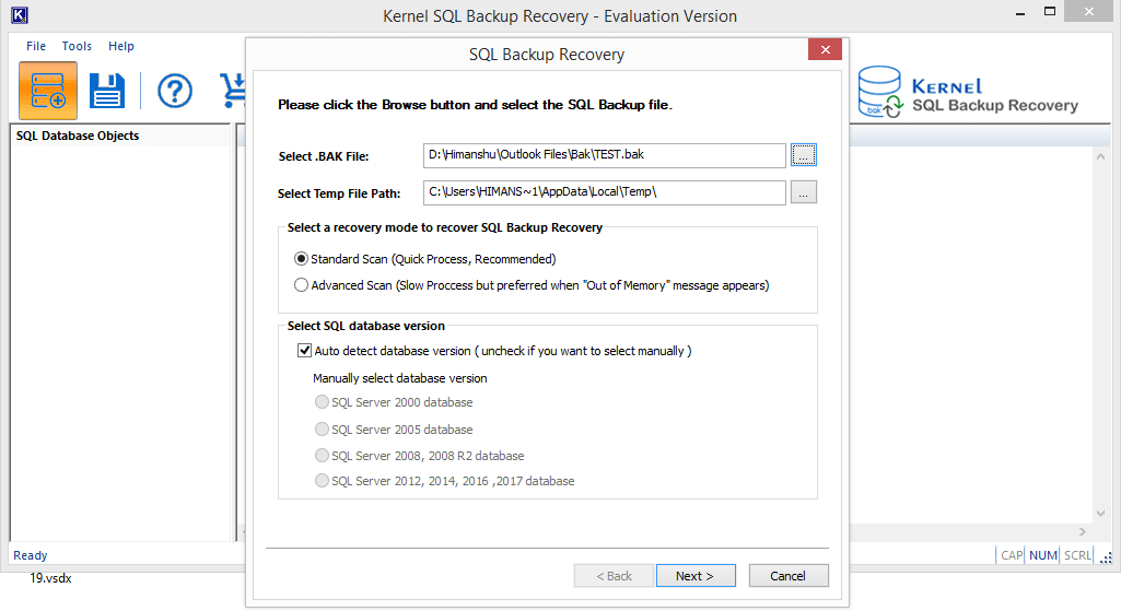 select the SQL Server version