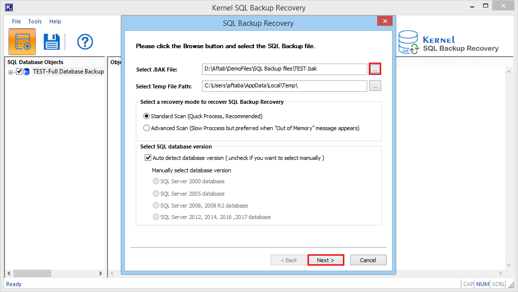 Install Kernel for SQL Database Recovery Tool