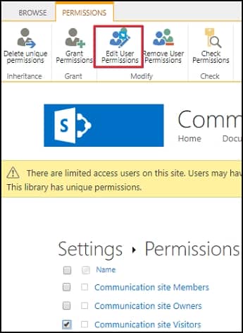 Edit User Permissions