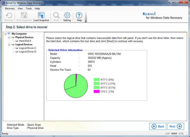 Select drive to recover