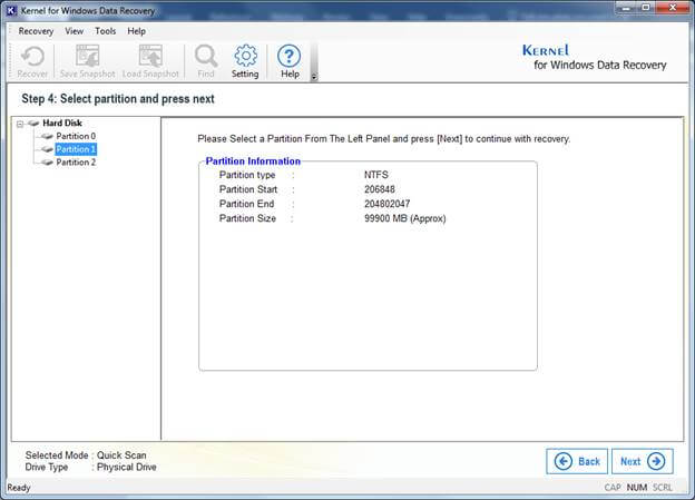 Select the particular partition