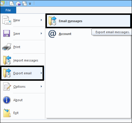 On your Windows Live Mail, click on the File tab