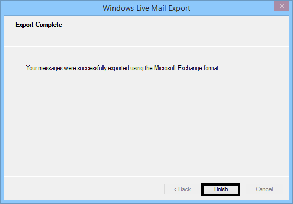 Export process completed