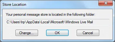 Store folder location is displayed 