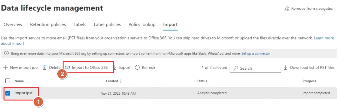 import to office 365