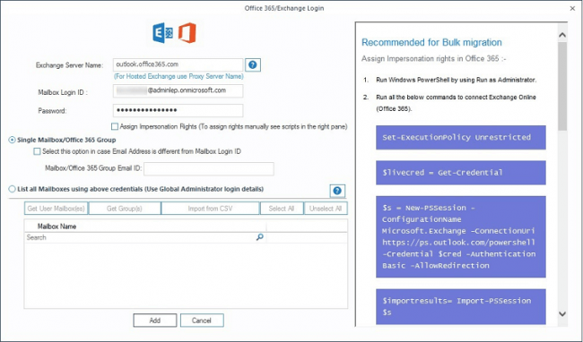 Enter Office 365 credentials