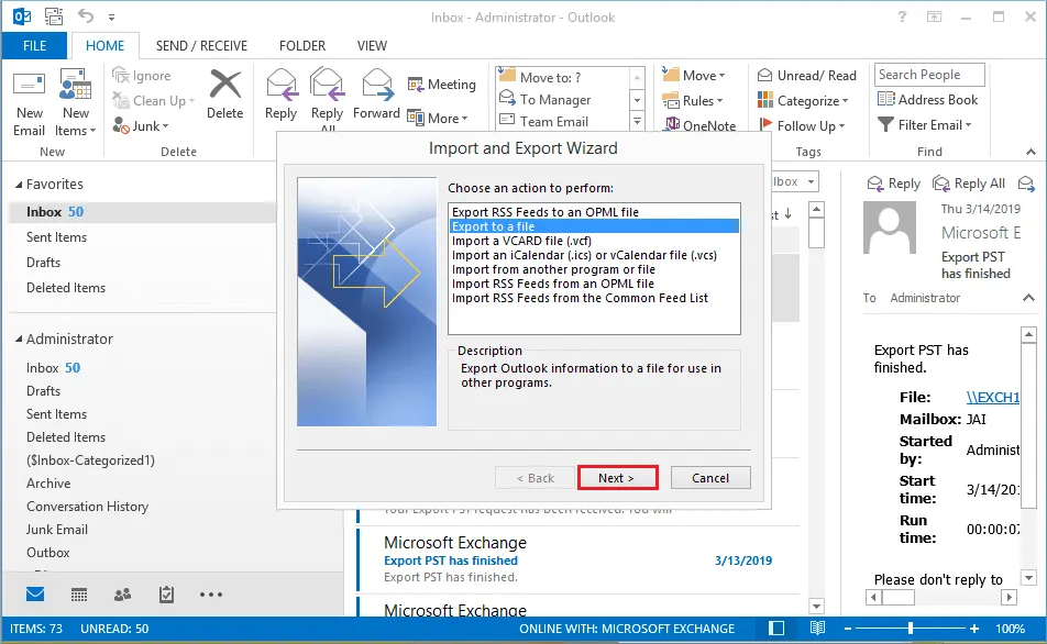 Export to a file