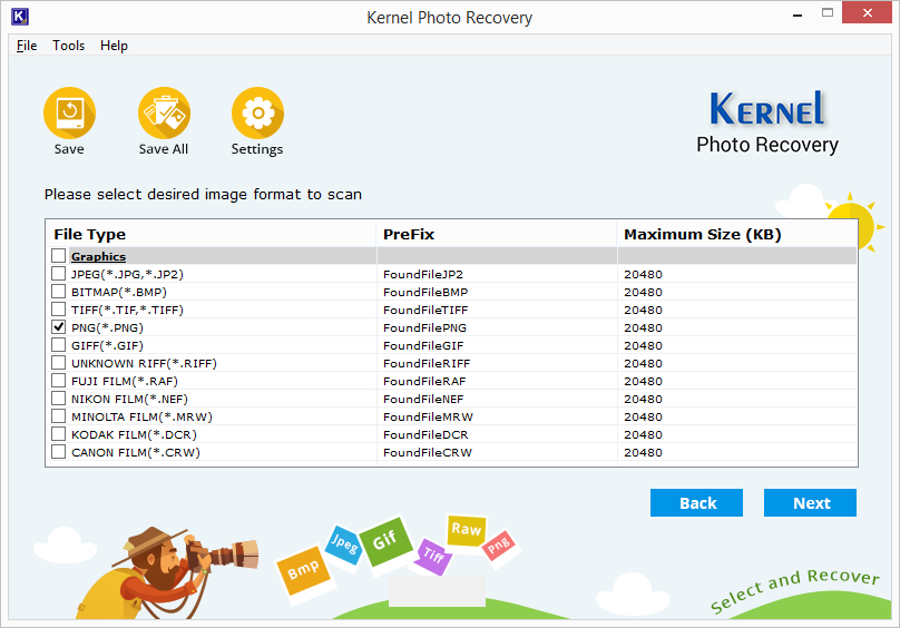 Select file formats