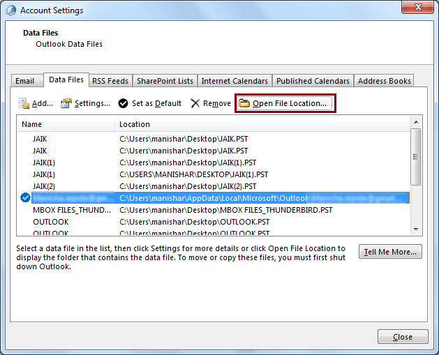 Open File Location