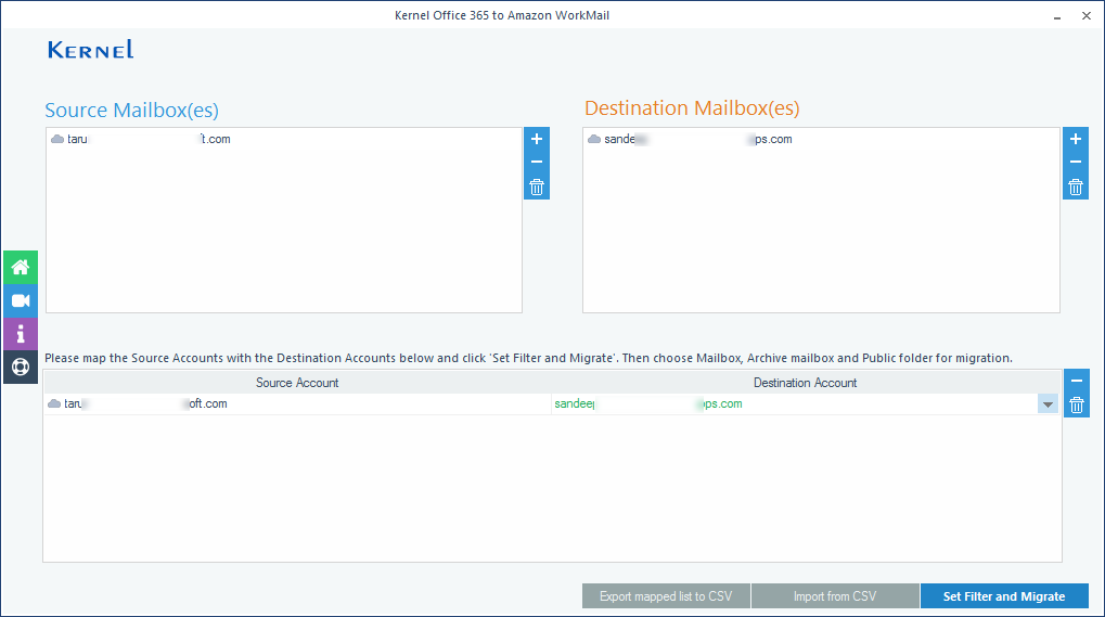 map the source mailbox to destination mailbox