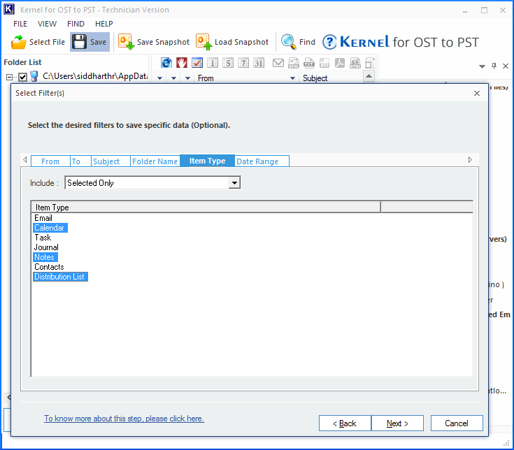 Apply mailbox data filters as per your requirements